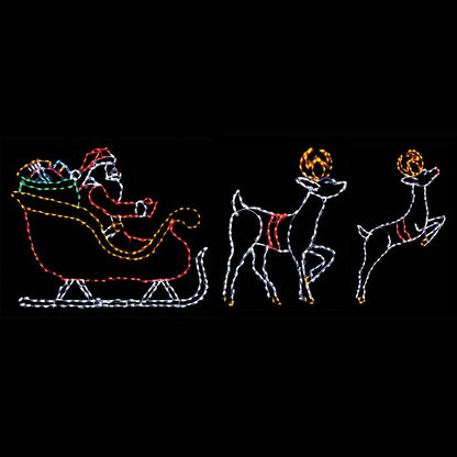 Santa in Sleigh with Reindeer Scene LED Display