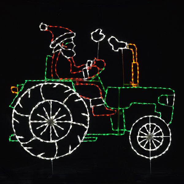 Santa Driving a Tractor Animated LED Display