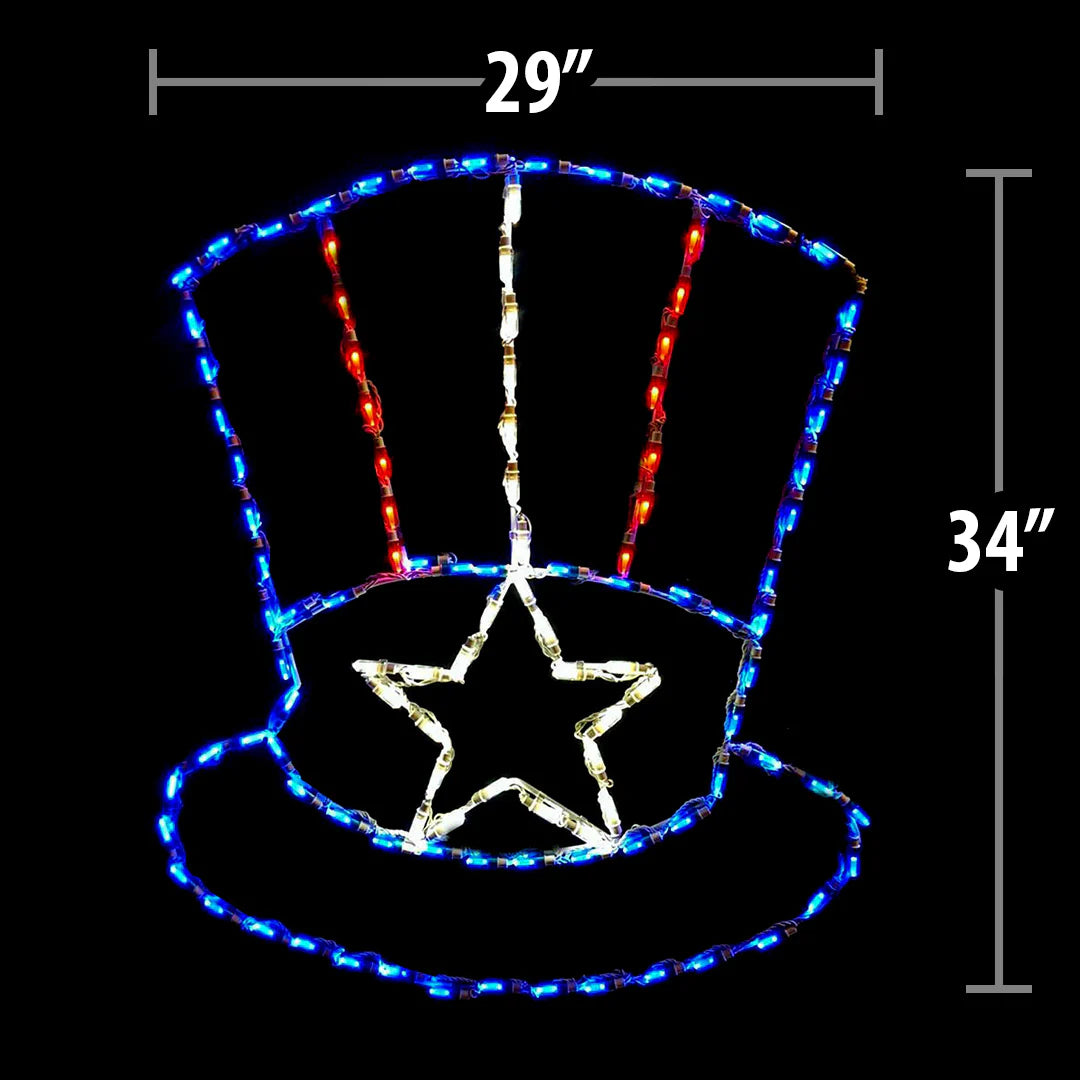 Uncle Sam Hat Patriotic LED Display (35")