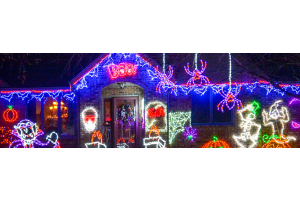 Halloween Lighting Displays in Front of Home in Nebraska 