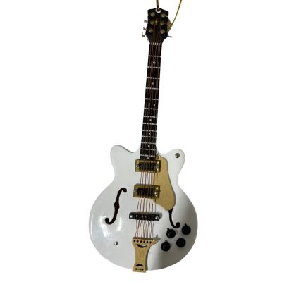 White Archtop Hollowbody Guitar Ornament