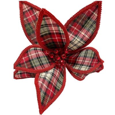 Bundle of 6: Bell Center Plaid Poinsettia