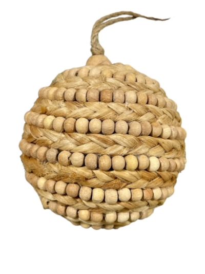 Natural Large Bead Twist Ornament - Set of 3