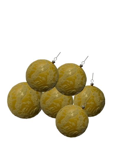 Mustard Ball Ornaments - Set of 6