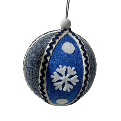 Bundle of 4: Blue Ball Ornaments with Rick Rack