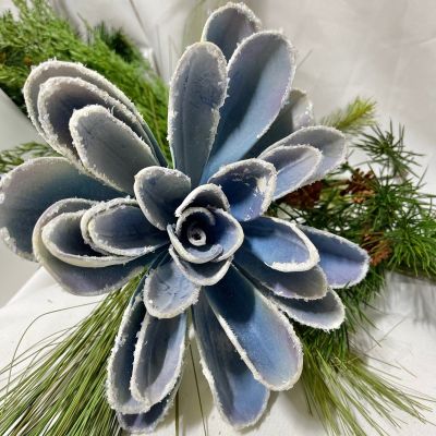 Bundle of 2: Blue Decorative Frosted Succulent