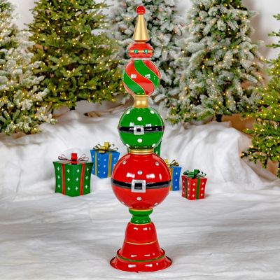 5.5ft Tall Santa Belt Ornament Tower