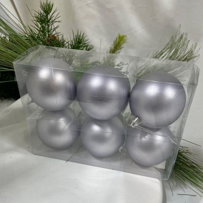 Box of 6 Shatterproof Dark Silver - Matte Finish Ornaments