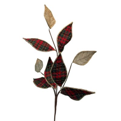 Bundle of 6: Plaid Burlap Leaf Picks