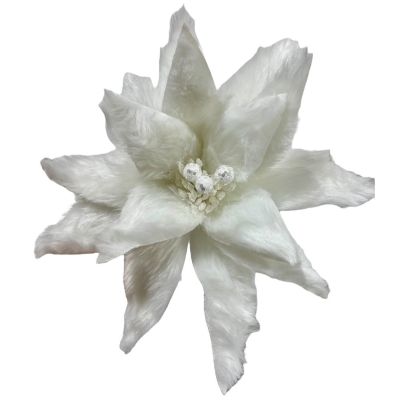 Bundle of 4: White Fur Poinsettia