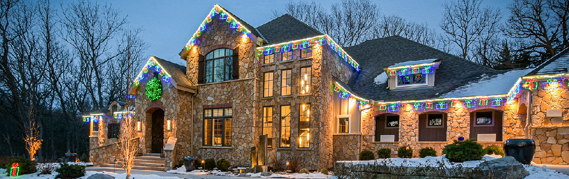 Exterior Christmas Lights on Home in Nebraska